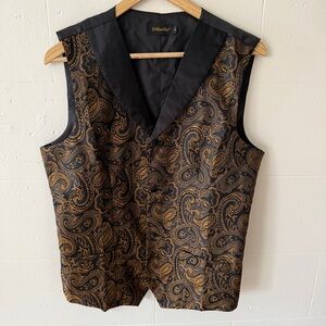 Vintage Black and Gold Paisley Vest